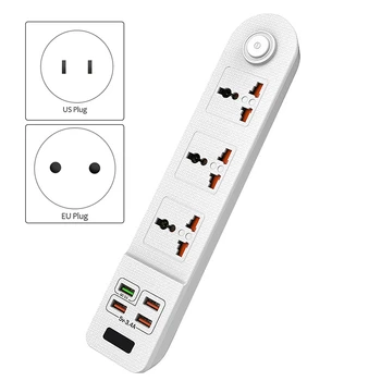 

Multi-Function Smart USB Power Board Expander 3 Sockets 4 USB Flame-Retardant Multifunctional Square Sockets