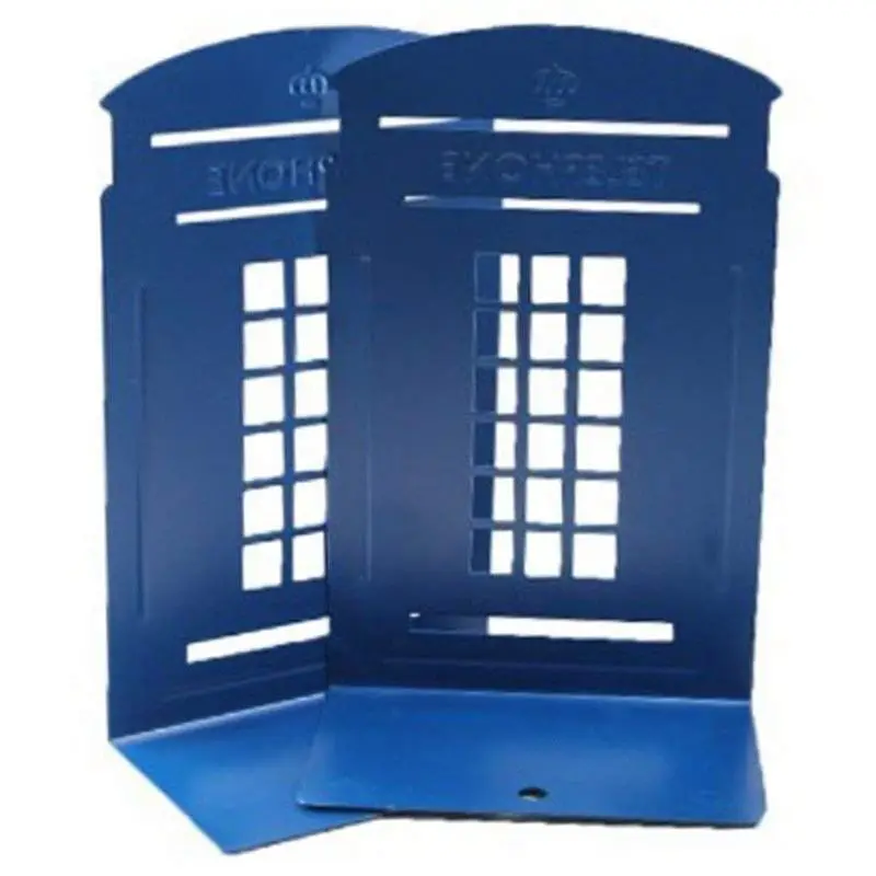 

1 Pair London Telephone Booth Design Anti-Skid Bookends Book Shelf Holder Stationery(Dark Blue)