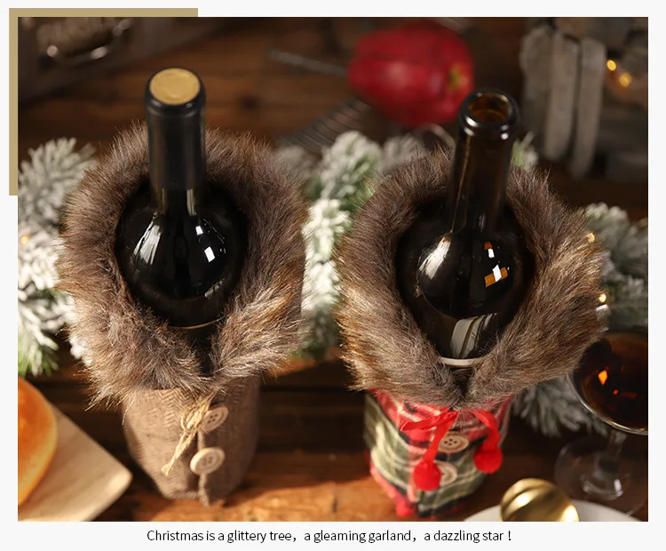 Рождественские Сумки для винных бутылок рождественские украшения для вечеринки для дома Подарочные держатели для шампанского рождественские домашние настольные Декорации для вечеринок