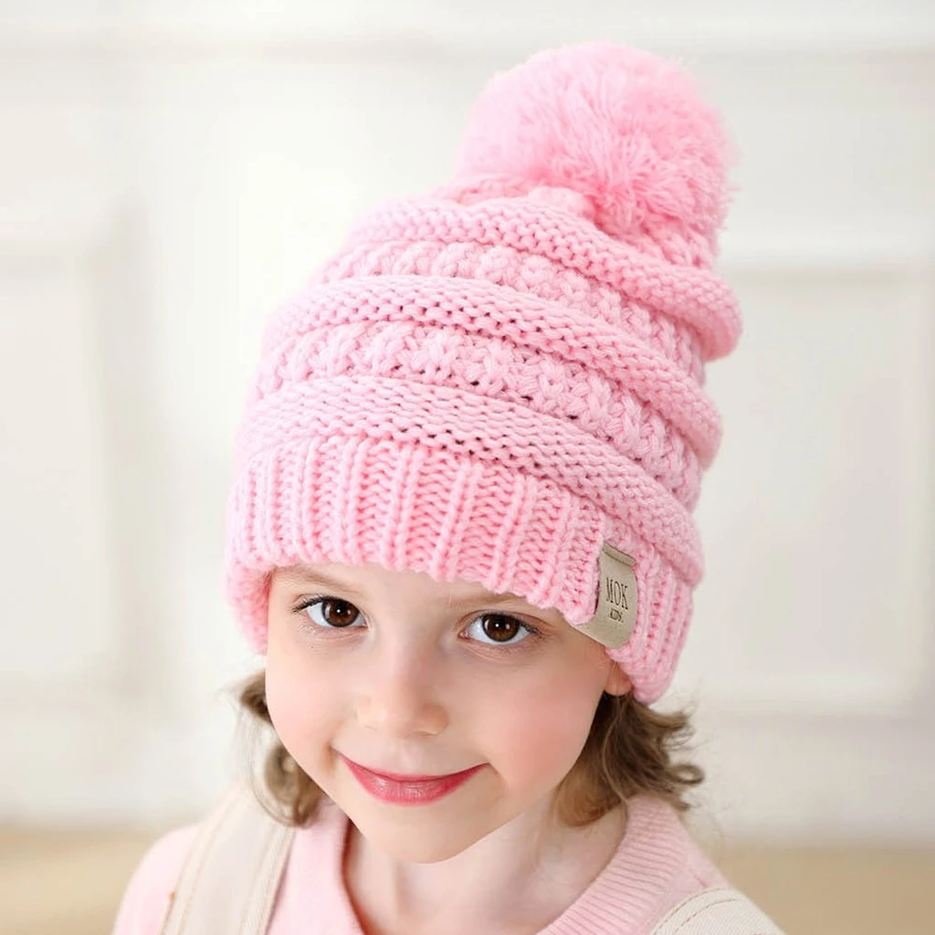 New Fashion Newborn Cute Baby Beanies Boys Girls Winter Keep Warm Hat Kids Knitted Wool Hemming Hat Fit Boy Cap Knitted 904