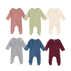 Ma & Baby – barboteuse pour nouveau né, 0 à 6 mois, barboteuse à manches longues avec fermeture éclair, vêtements doux pour bébé, fille et garçon, automne et printemps 