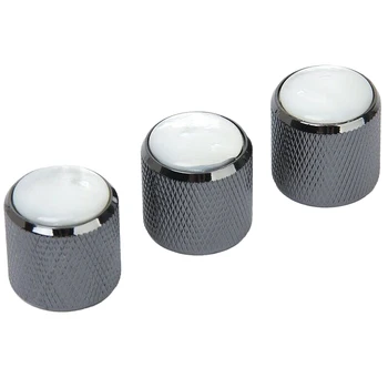 

SEWS-3Pcs Domed Volume Tone Control Knob for Electric Guitar - Black with White