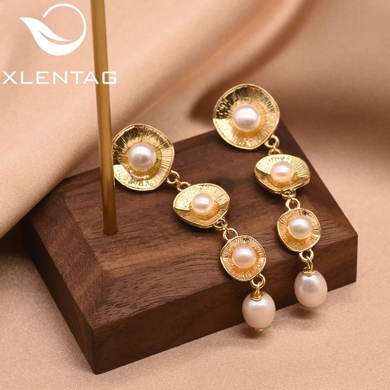 XLENTAG 여성을위한 내추럴 담수 화이트 진주 소녀 미니멀리스트 긴 귀걸이 생일 선물 BOUCLES D OREILLE FEMME  GE0845 - 이유트렌드