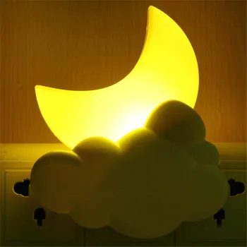 

Cartoon LED Moon Cloud Night Lights Auto Light Sensor Children Baby Bedroom Lamp AC 110V 220V Home Decoration Wall Socket Lamp
