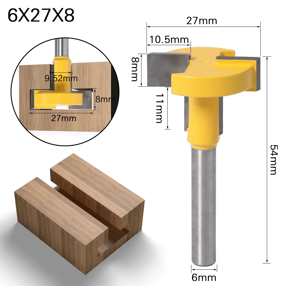 Carbide T-Slot Router Bit T-Track Slotting Woodwork Milling Cutter 6mm Shank 