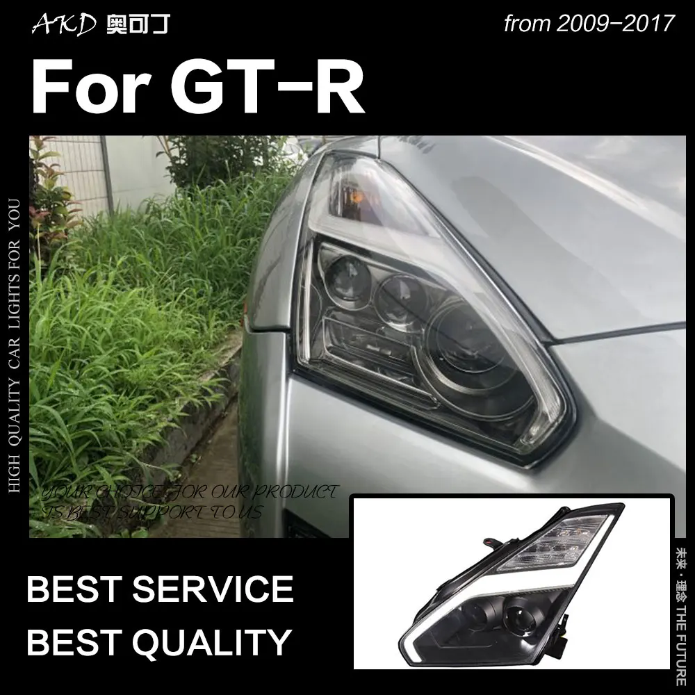 АКД Автомобиль Стайлинг фара для Nissan GT-R фары 2009- GTR светодиодный фары DRL Ангел глаз Hid Биксеноновые авто аксессуары