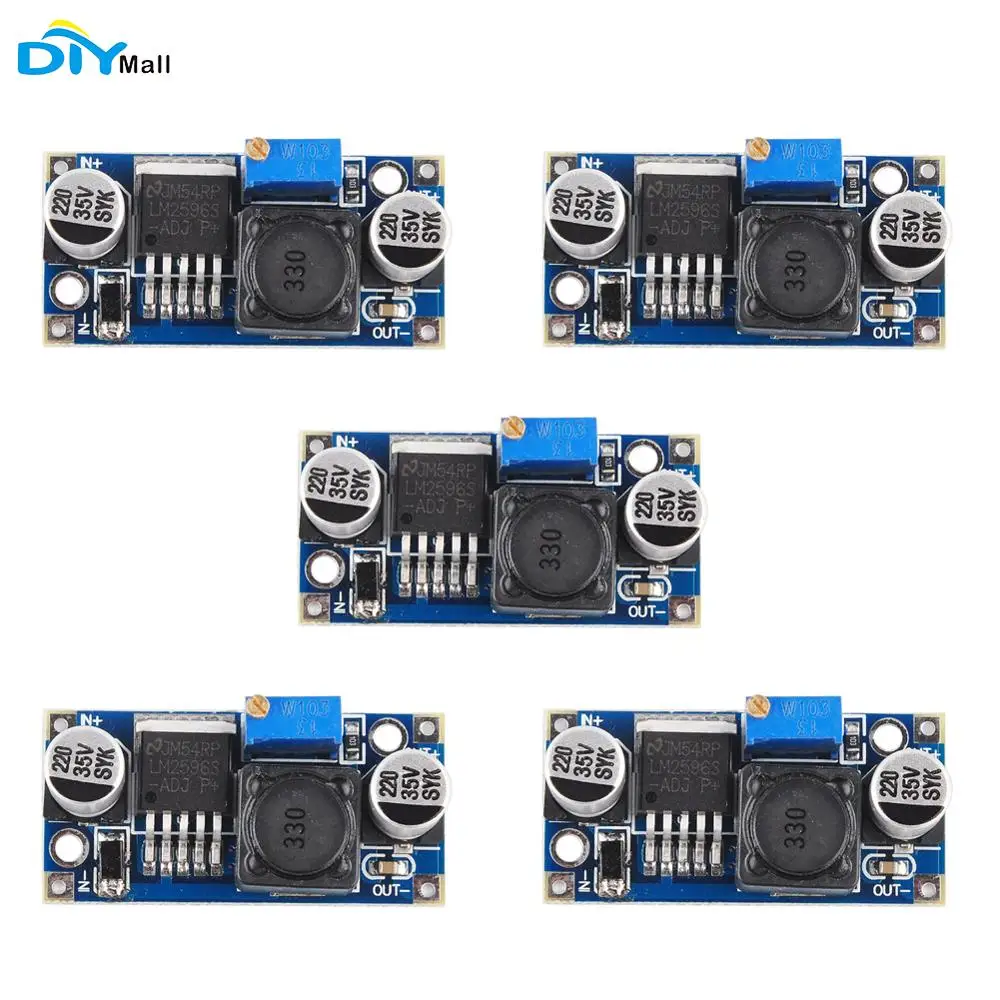 

5 шт./лот LM2596 DC-DC 3A 3,2-40V Регулируемый понижающий модуль питания DIYmall