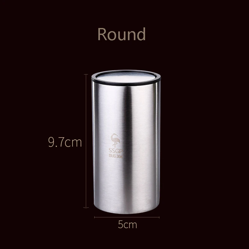 Round Нержавеющая сталь прочная стойка для зубочисток нержавеющий бытовой Держатель Для Зубочисток дорожный уплотнитель контейнер для хранения коробка держатель чехол - Цвет: Round