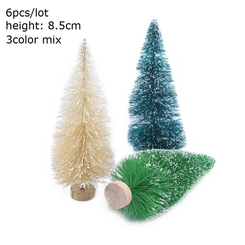 8.5cm-6pcs mix 5-16 см мини Рождественская елка искусственная сосна елки DIY Красочные рождественские фото реквизит для рождественской вечеринки украшение стола новогодний домашний декор - Color: 8.5cm-6pcs mix