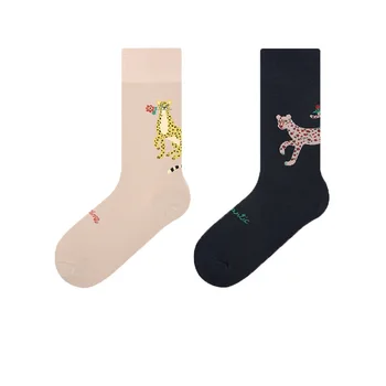 

Animal Men's Sock Crew Art Man's Socks Leopard Black Standard Crew Casual Cotton Sox Warm Adult Autumn Winter Classic Skarpetki