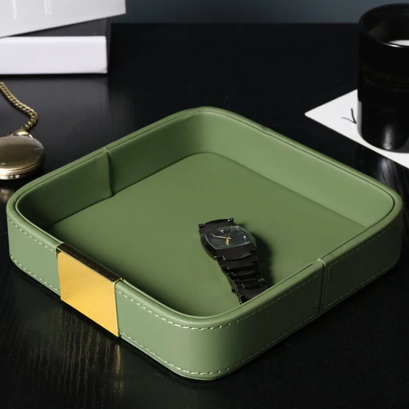 

Поднос для хранения ювелирных изделий из искусственной кожи, органайзер для косметики, роскошный Настольный Контейнер для мелочей для дома, гостиной, офиса