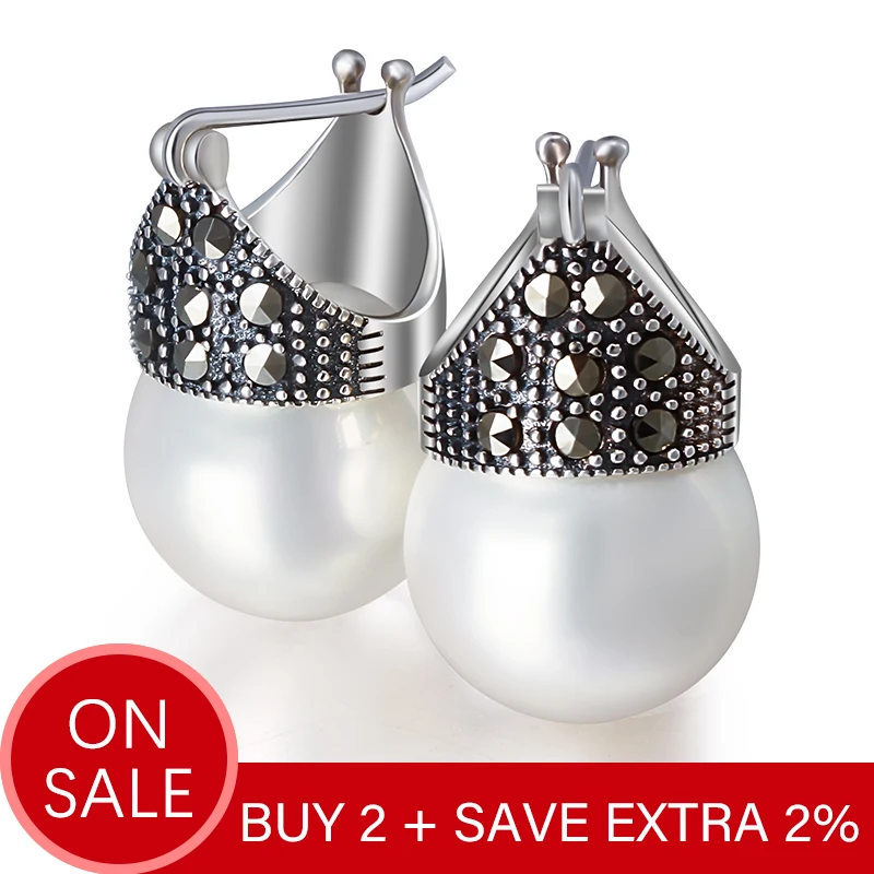 Женские серьги подвески Lotus Fun Винтажные из настоящего серебра 925 пробы с