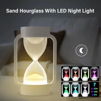 

LED Night Lights Table Lamp Hourglass Bedside Light Timers Sand Clock Lamp Bedroom Living Room Home Decoration Night Light