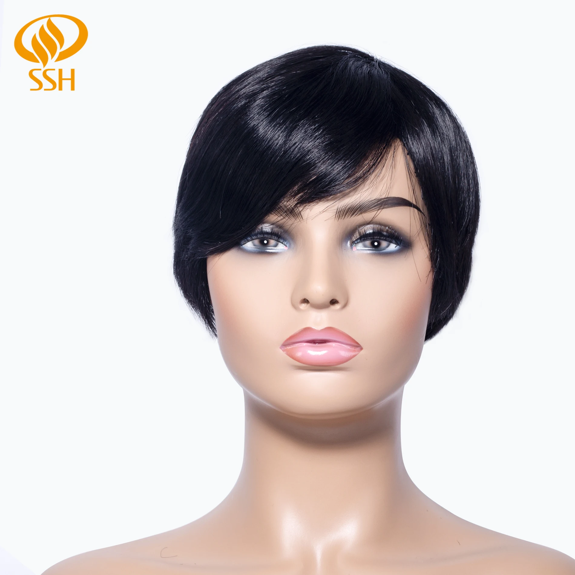 SSH без запаха короткие не-Реми человеческие волосы парики для коричневых девушек Женщин Бразильские прямые волны