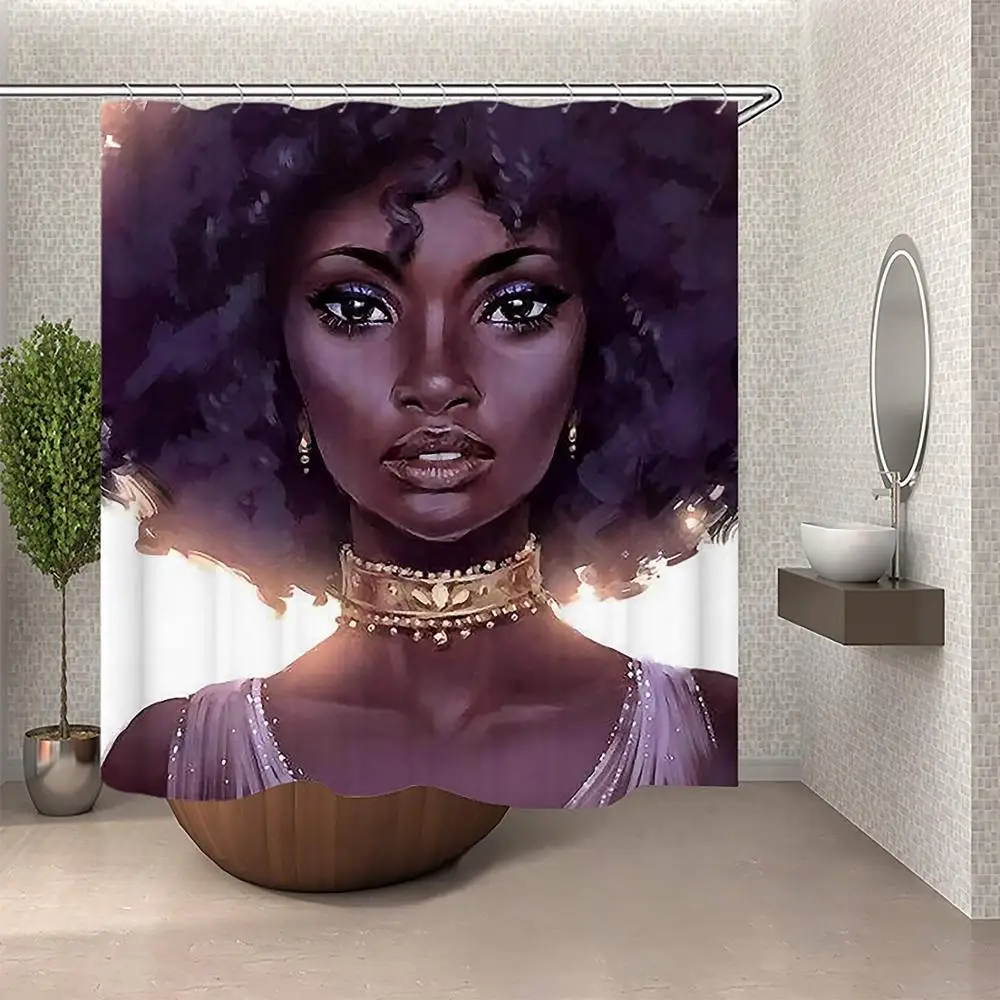 Сексуальная афро леди афро-американская черная Женская Девичья художественная занавеска для душа s водонепроницаемая ткань занавеска для ванной комнаты - Цвет: 5