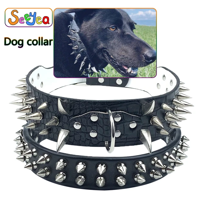 Cool Dog Collar Spiked Studded Leather Pet Dog Collars Pitbull Bulldog Big Dog  Collar Adjustable For Medium Large Dogs - AliExpress