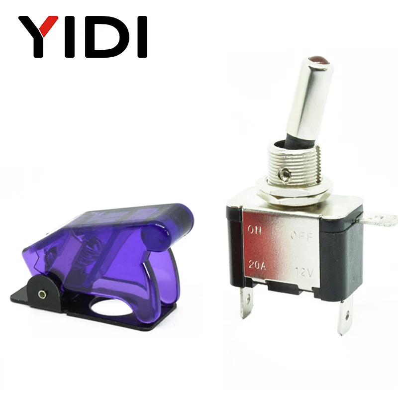 Transparent Purple Авто Лодка Грузовик 12 В светодиодный тумблер светильник с подсветкой 3pin вкл. Выкл. 20А с безопасной авиацией откидная крышка защита красный зеленый - Цвет: Transparent Purple
