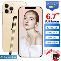 Cellphone i13 Pro Max 6.7 Inch U Screen 4G 5G Smartphone face ID 16+512GB Celular Mobilephone Celulares Android 11 Cheap Mobiles