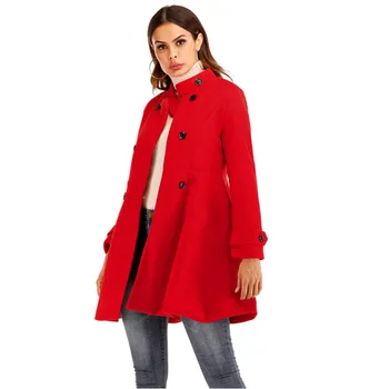 

Autumn and winter 2019 new European short wool coat European and American popular women's Puff skirt coat