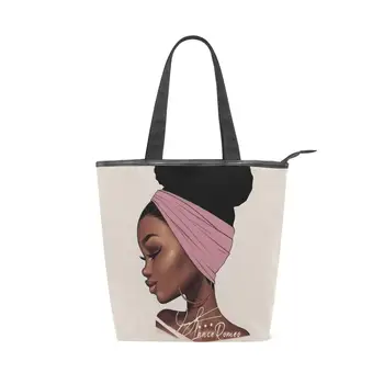 

ALAZA 2020 Canvas cloth beach Shoulder Bag Handbag African Women Printing Big Size Tote Ladies Casual Customizable Drop Shipping