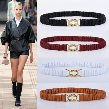 

Elastic Belt Women's Versatile Cross Buckle Decorative Belt with Skirt Sweater Jacket Jeans Waistband Women Belt Gifts for Women