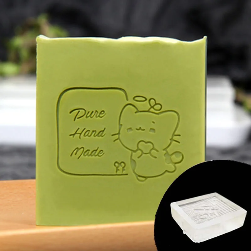 Handmade Letter Pattern Stamp, Home Cleaning Natural Seal with Handle, Acrylic Transparent Soap Stamp, DIY Making Chapters