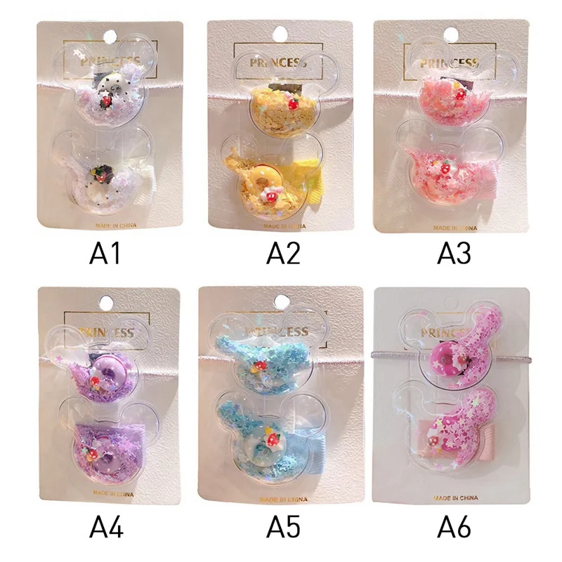 Модные заколки для волос для девочек Милая мультяшная форма заколка для волос Веревка конский хвост набор детей принцесса аксессуары для волос 2 шт