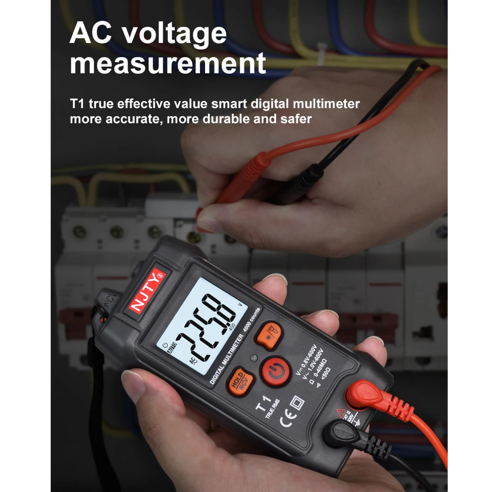 True RMS Digital multimeter 4000 Counts 600V automatic range AC DC voltage tester portable smart meter NCV ohm flashlight digital multimeter multimeter tester