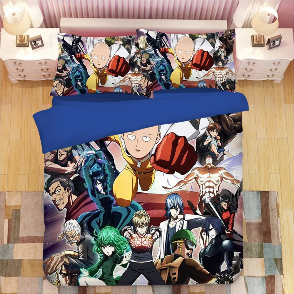 Постельный комплект ONE PUNCH MAN, мультяшный аниме, пододеяльники, 3D постельные принадлежности, королевские наволочки, Детские Мультяшные одеяла, постельные принадлежности, постельное белье s