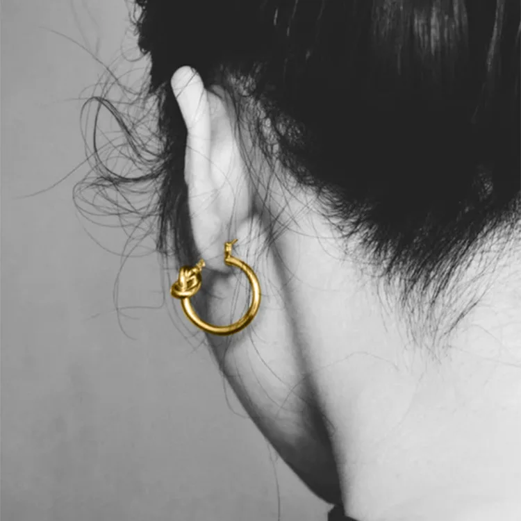 Simple Copper Geometric Earrings Circle Knot Stud for women Brincos Gold Silver Fashion Jewelry | Украшения и аксессуары
