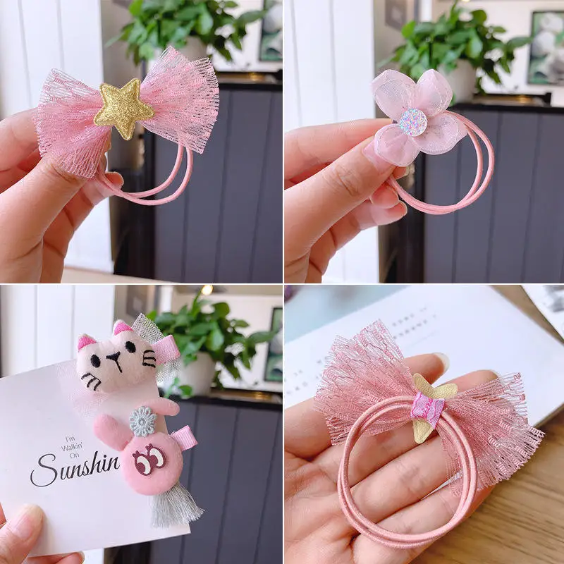 BalleenShiny Cartoon Fabric Children's Hair Pins Lace Bow Flower Kids Girls Hair Accessories Infant Baby Accessories Hair Clips