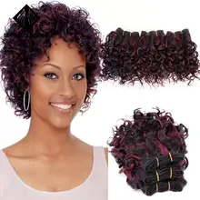 Весна солнце афро кудрявые высокотемпературные синтетические волосы уток для наращивания вязанные волосы 3 шт./лот Омбре волосы Weavings