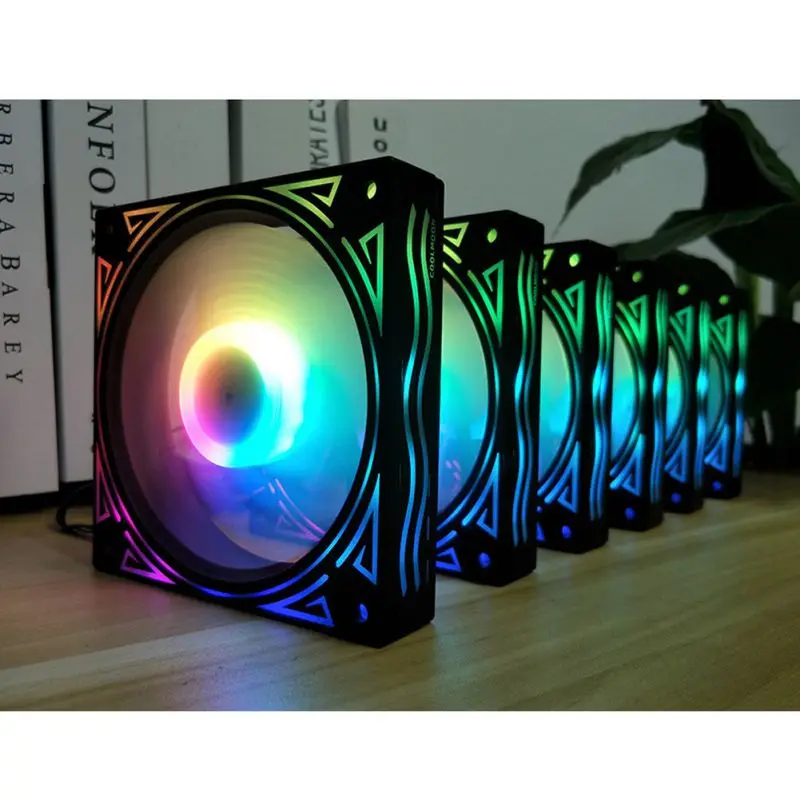 RGB Вентилятор охлаждения шасси настольного компьютера бесшумный волшебный цвет меняющий вентилятор с контроллером