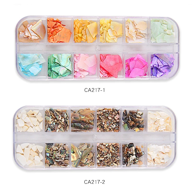 

Natural Shell Stone Nails Manicure Accessories Nails Decorations Mixed Rhinestones Shell Fragments Nail Art Tool 12 Colors