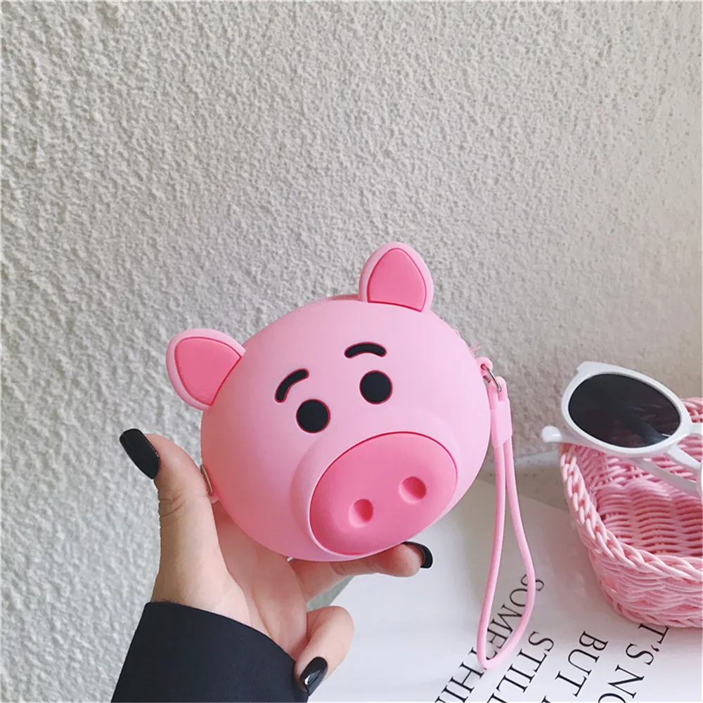 Q UNCLE Pink Cute Little Pig Coin Pouch Chain Messnger Bags Baby Girls Coin Purse Silicone Mini Kawaii Wallet Waterproof Pouch