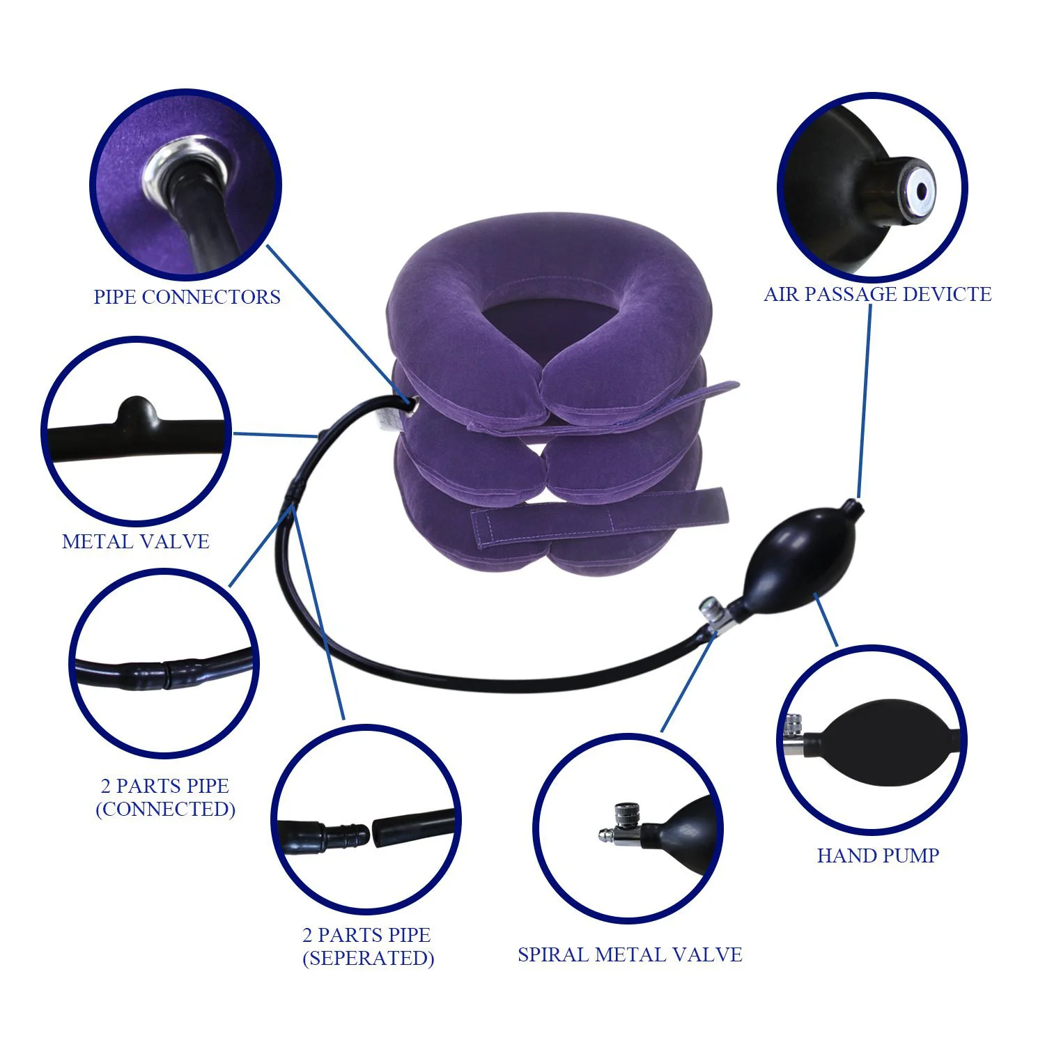 Almohada de cuello en U almohada inflable de aire cuello Cervical hombro Tractor dolor relajarse apoyo masajeador coj�n de tracc