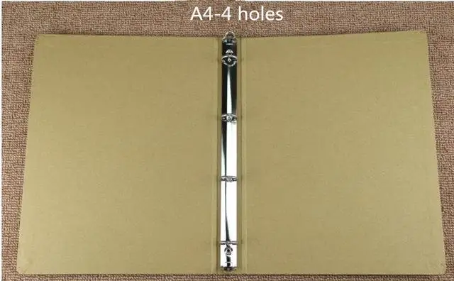4 hole A4 Подарочная Ретро/крафт-бумага(без листов) 4 офисная крафт-папка с нескользящим чехлом коробка школьная креативная Милая папка А6 А5 В5 А4 - Цвет: 4 hole A4