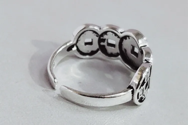 DreamySky Bijoux Boho Стиль 925 пробы серебряные кольца-монеты для женщин Подарки большие Регулируемые кольца на палец