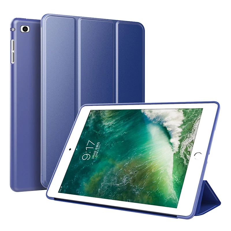 Для IPad Air 2 Air 1 чехол 9,7 Funda силиконовый мягкий чехол для задней панели из искусственной кожи умный чехол для IPad 6го поколения Чехол - Цвет: Blue