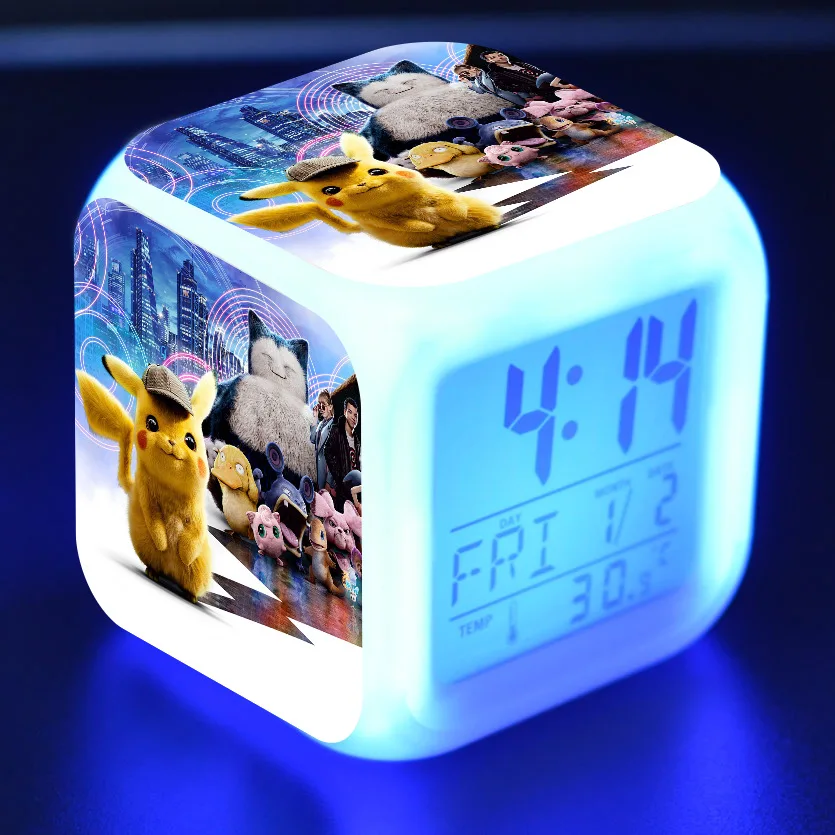 Цифровой Детский будильник Led reloj despertador мультфильм детективные игрушки Пикачу красочные светящиеся wekker настольные часы Пробуждение свет - Цвет: 12