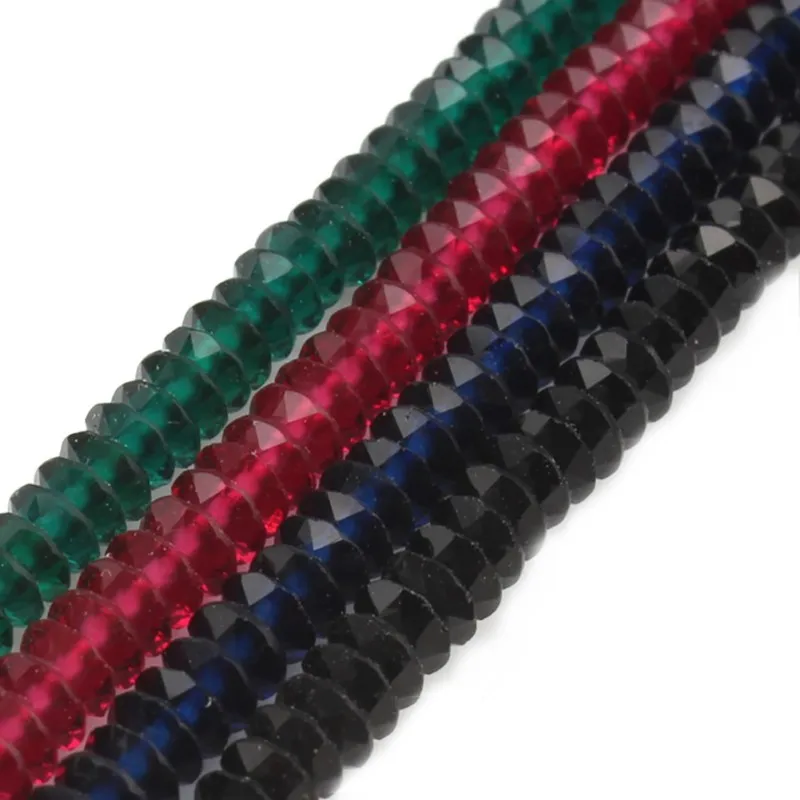 

3x2 mm Natural Faceted Stone Red Black Crystal Loose Flat Spacers Rondelle Beads For Jewelry Making DIY Bracelets Necklace 15''