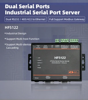 

HF5122 Industrial Serial To Ethernet Free RTOS Serial 2 Port Transmission Converter Serial Server