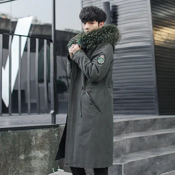 

Real Fur Coat Rabbit Fur Liner Parka 2020 Winter Jacket Men Real Raccoon Fur Collar Luxury Warm Jackets Casaco 8816 YY1086