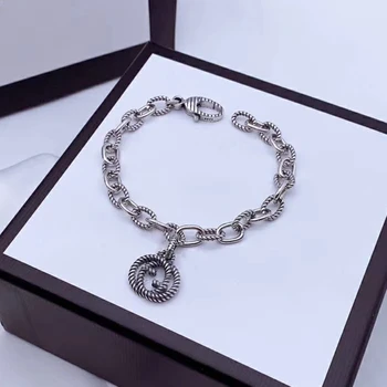 

Luxury Original Brand 1:1 925 Sterling Silver Logo Hot Fashion Jewelry For Women Bracelet Wedding Birthday Party Valentines Gift