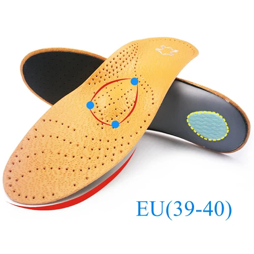Кожаная ортопедическая стелька для плоскостопия, поддержка свода стопы, ортопедическая обувь, стелька для ног, для мужчин, женщин, детей, O/X, корректировка ног - Цвет: EU 39 to 40