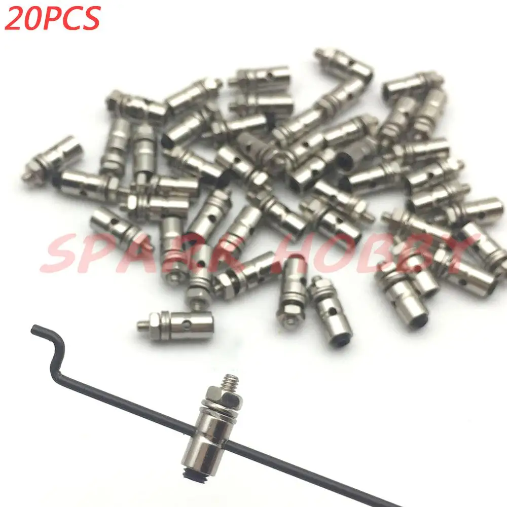 20 pces 1.3mm 1.8mm 2.1mm conectores pushrod rolha de ligação metal ajustador rápido positioner servo conector para diy rc barcos parte