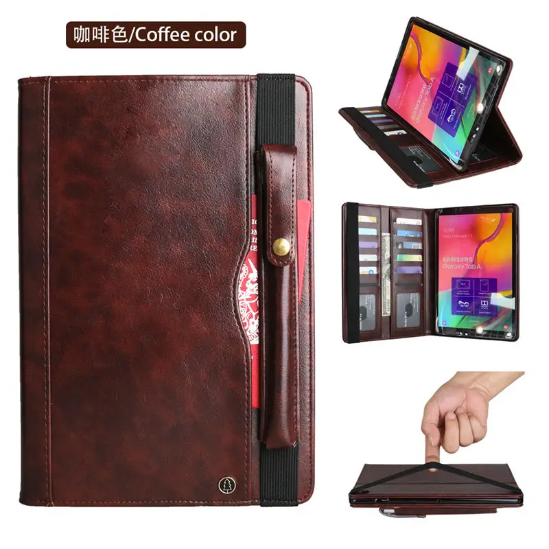Brown SM-T510 чехол для samsung Galaxy Tab A 10,1 T510 T515, SM-T515 чехол с карандашом, Премиум чехол с подставкой+ подарок - Цвет: Brown
