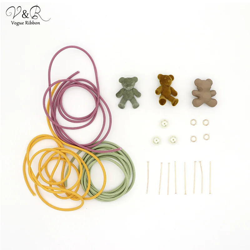 

Vogue Ribbon DIY Handmade Jewelry Making Cartoon Bear Charms Pendants Hair Band Components Decoration Fashion Accessories Gifts