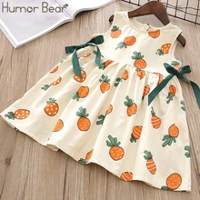 Humor Bear/ г. Летние комплекты одежды для девочек; новое платье без рукавов с принтом ананаса для девочек; детская одежда; милое платье принцессы для маленьких девочек