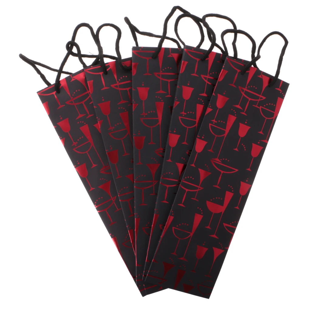 5 Pieces Elegant Paper Wine Bags Liquor Bottles Bags For Wedding